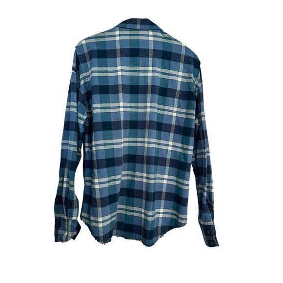 Free People Women's Blue Plaid Print Long Sleeve Button Up Shirt Size XS - Picture 3 of 5